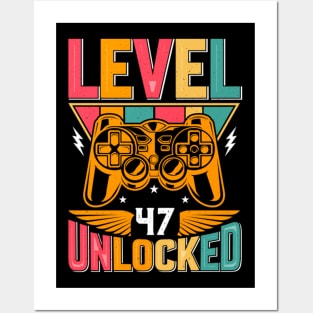 Level 47 Unlocked Awesome Since 1976 Funny Gamer Birthday Posters and Art